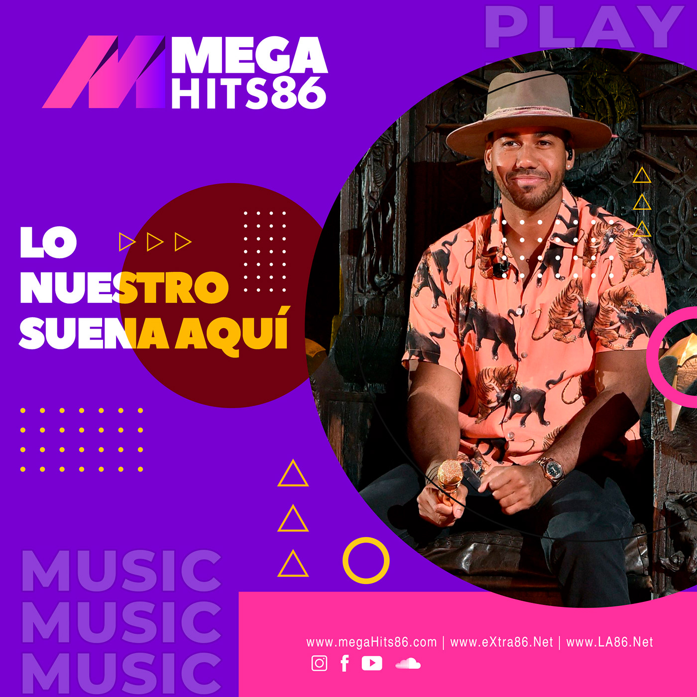 Gráfico Redes Sociales Mega Hits 86 - Nuestro Suena Aquí