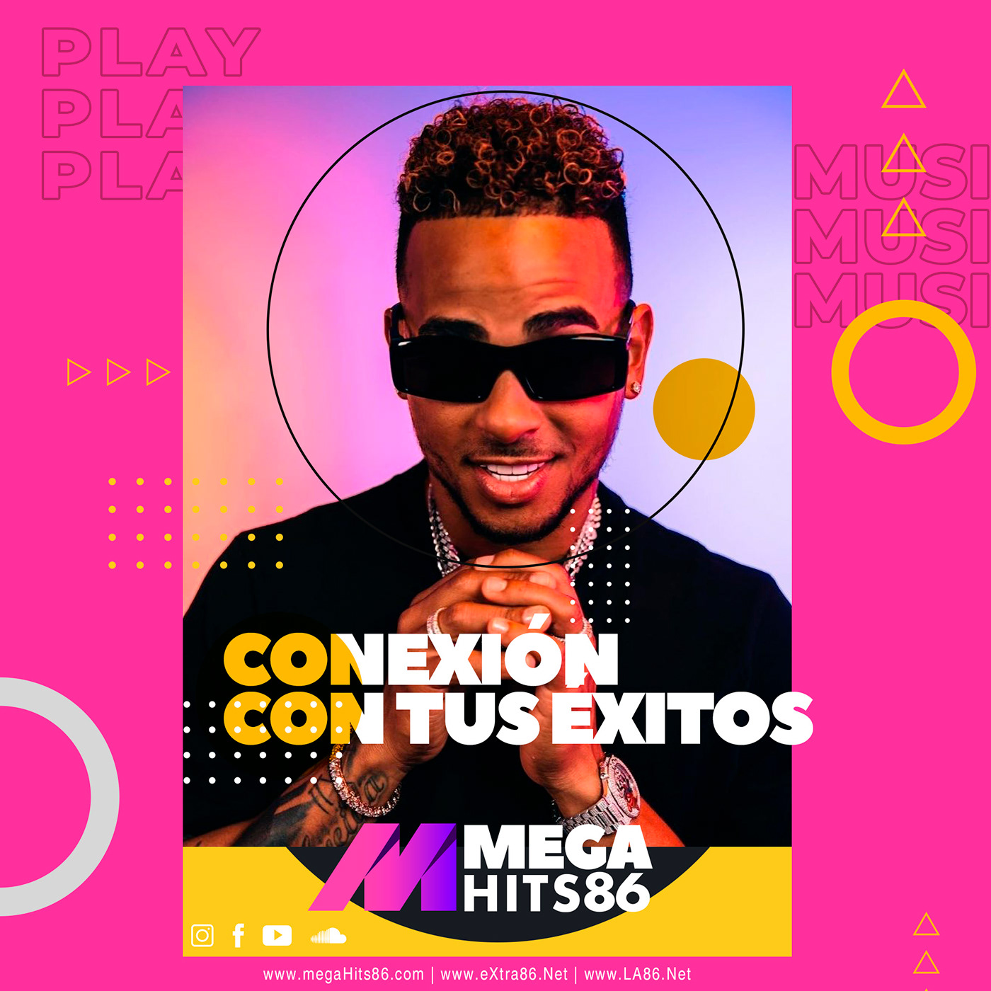 Gráfico Redes Sociales Mega Hits 86 - Conexión con tus Exitos