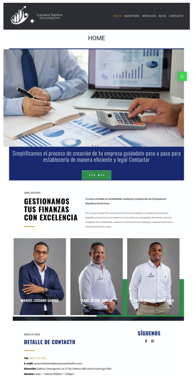 Captura de pantalla Website Luciano Santos & Firm